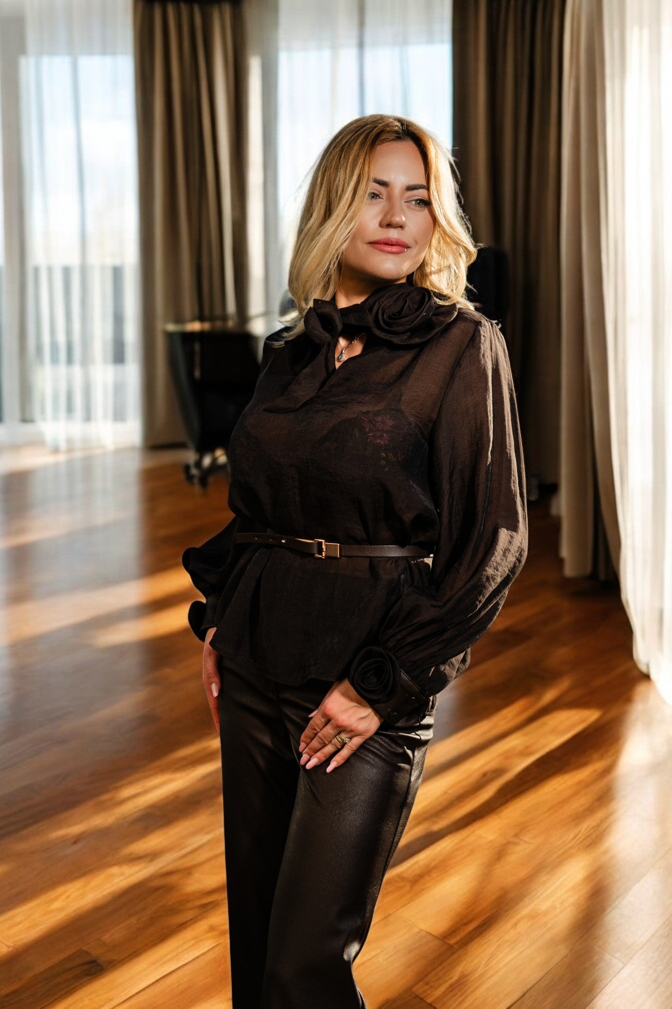 Costum dama pantaloni piele - Serenity