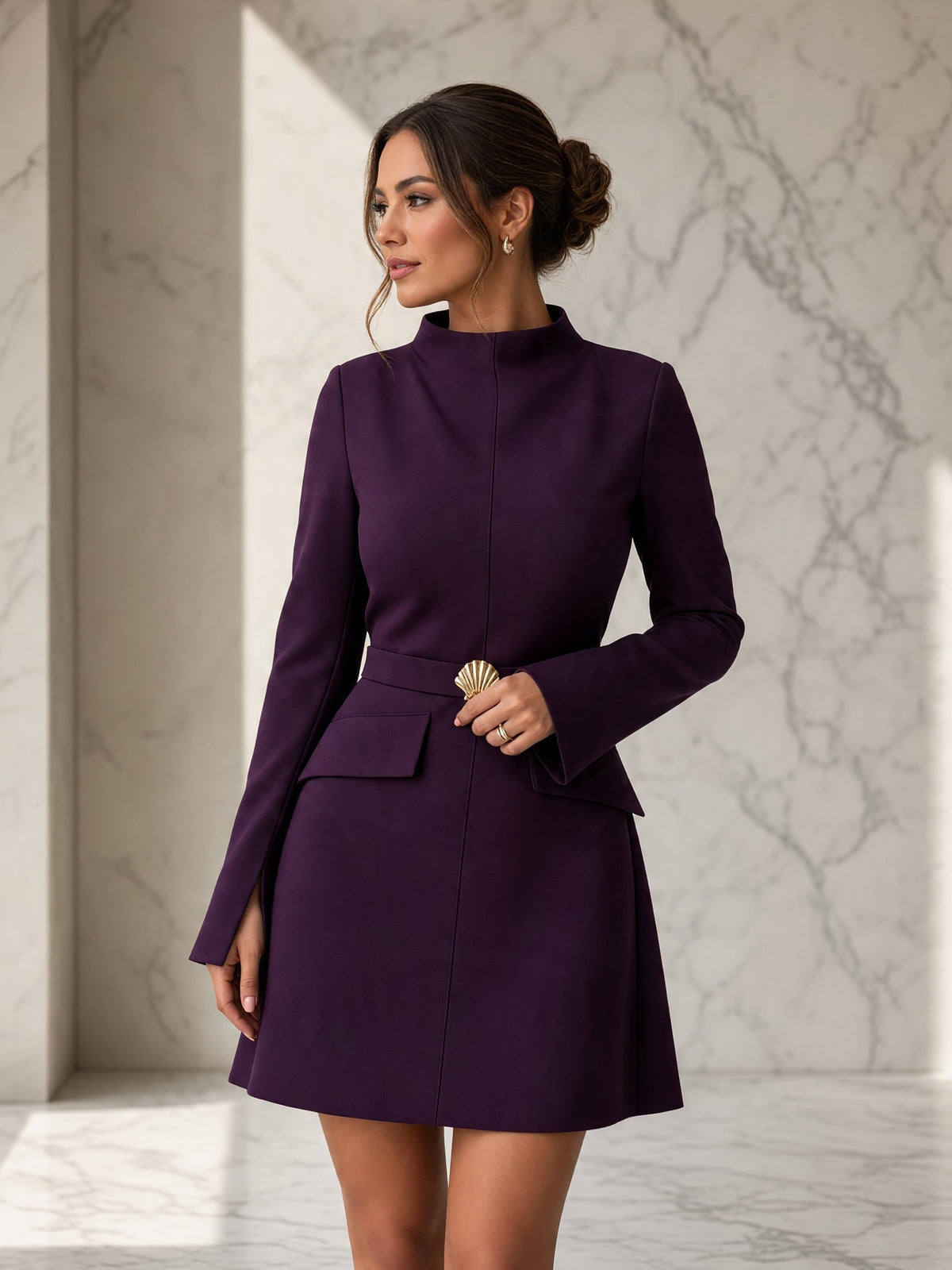 Rochie scurtă Madeleine – mov prună
