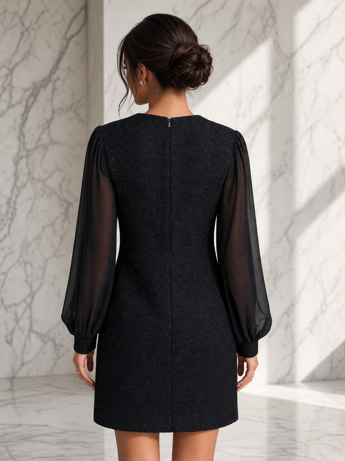 Rochie Mireille din bouclé – negru