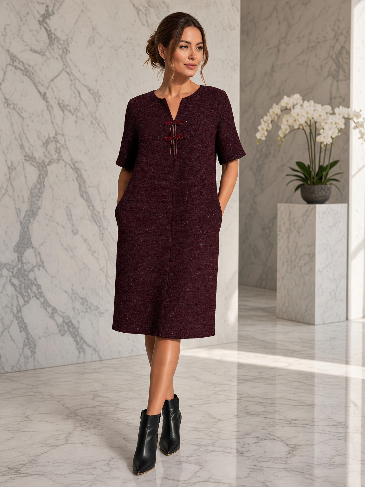 Rochie midi Apolline – bordo