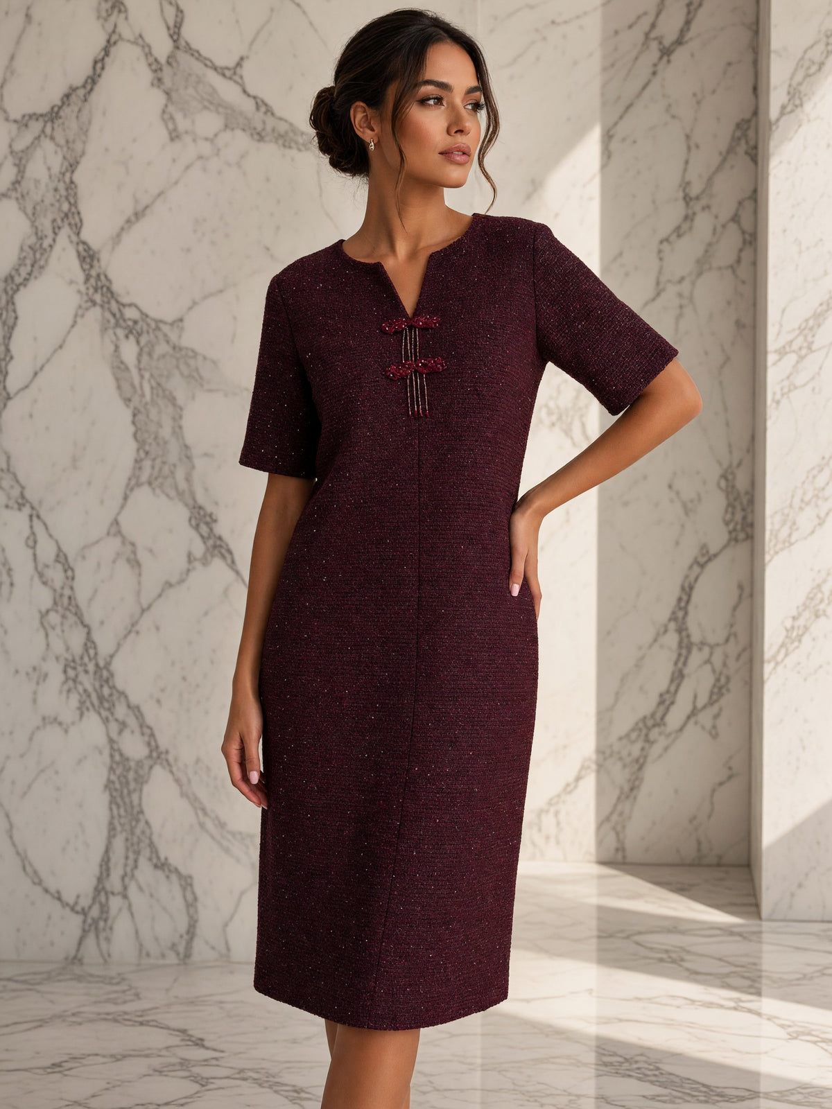 Rochie midi Apolline – bordo