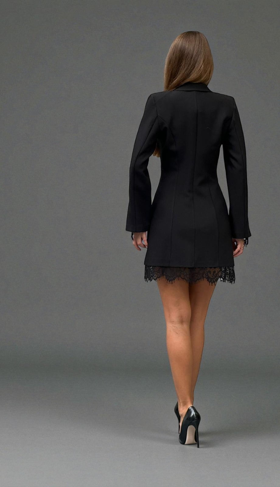 Rochie scurtă tip sacou cu dantelă - Noira