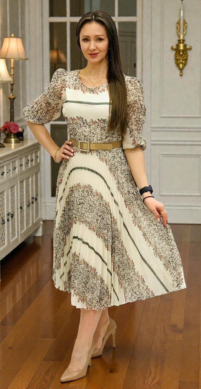 Rochie Midi Plisată Elegance