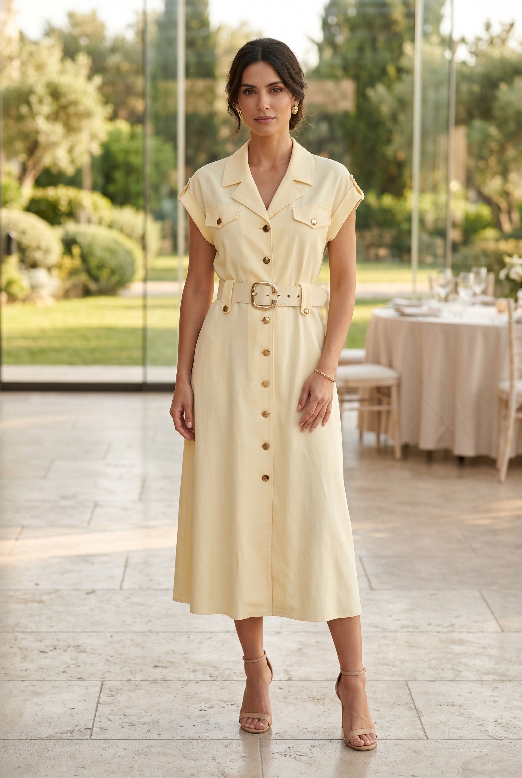 Rochie midi Lemon Belted