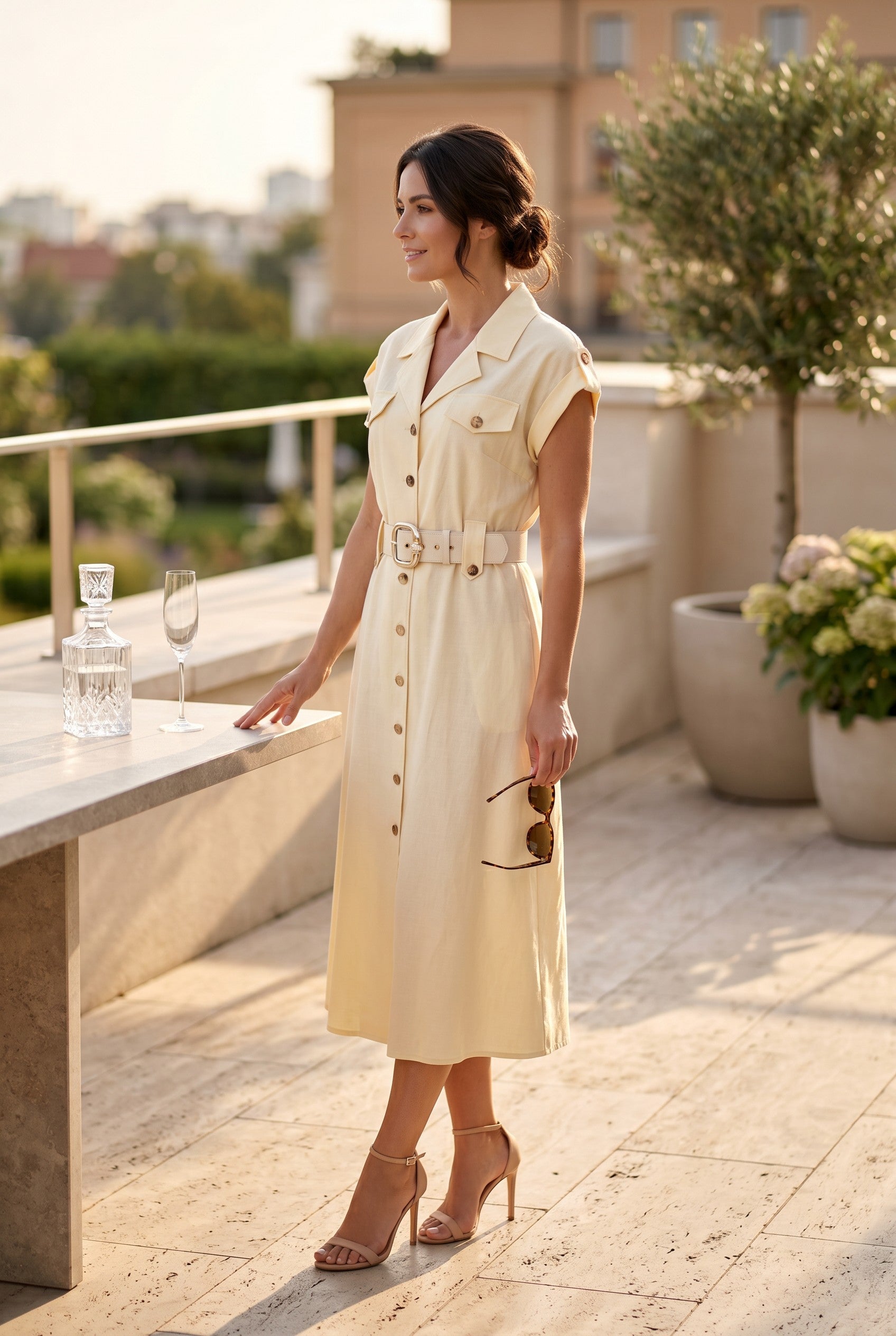 Rochie midi Lemon Belted