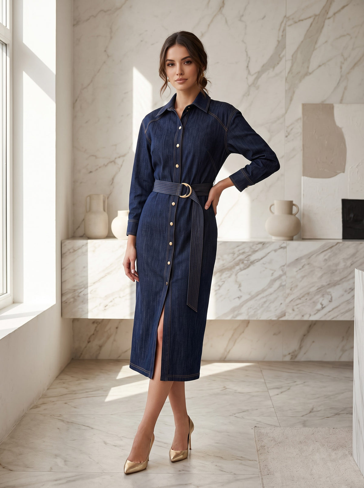 Rochie Midi din Denim Lorena 10853