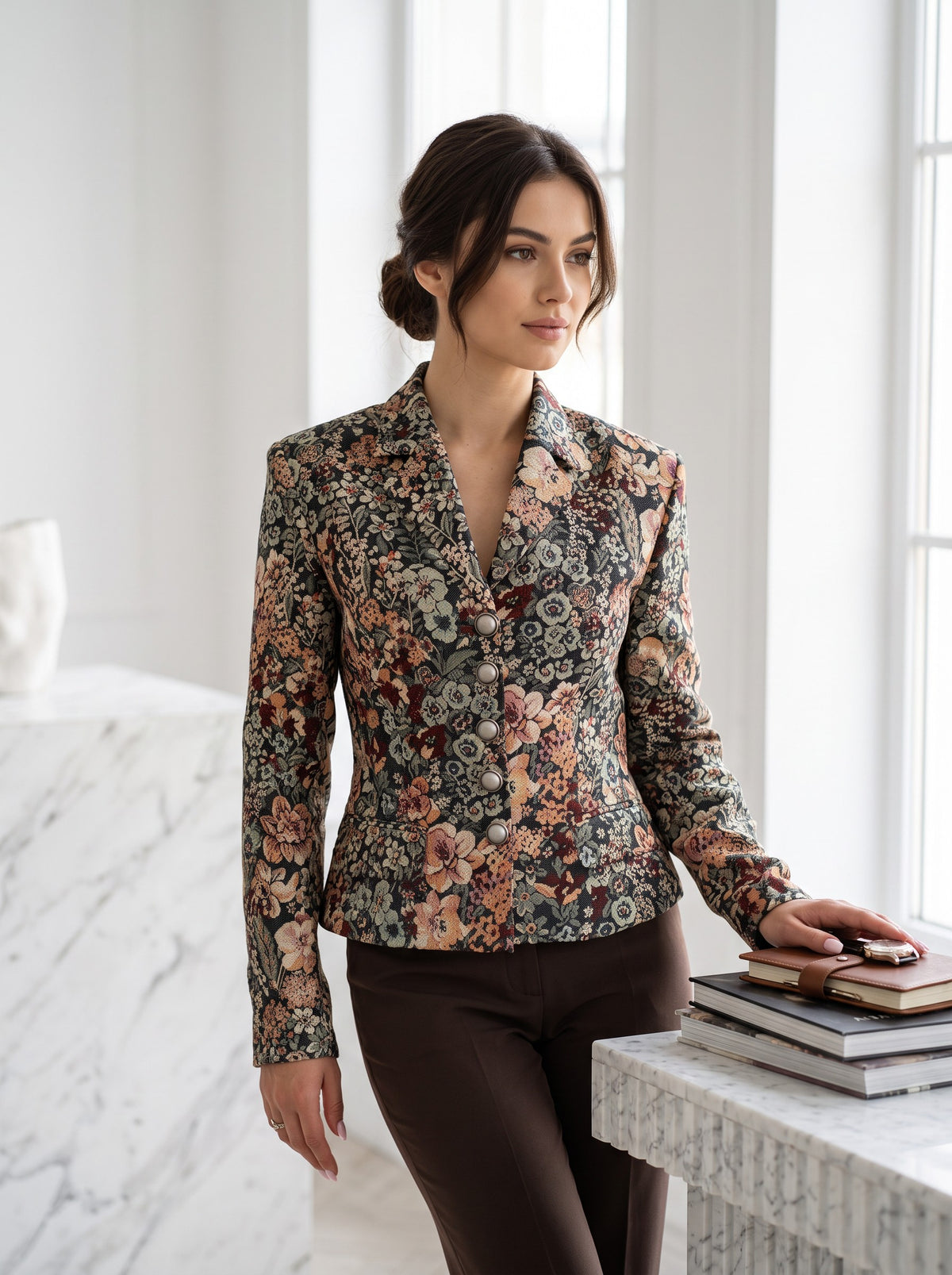Sacou Damă din Brocart Camel 7045