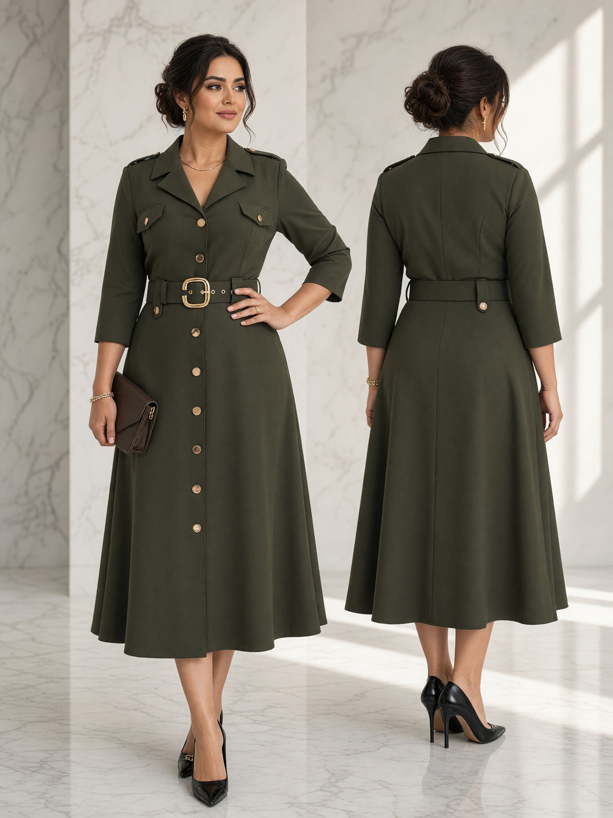Rochie midi Lorelei tip cămașă