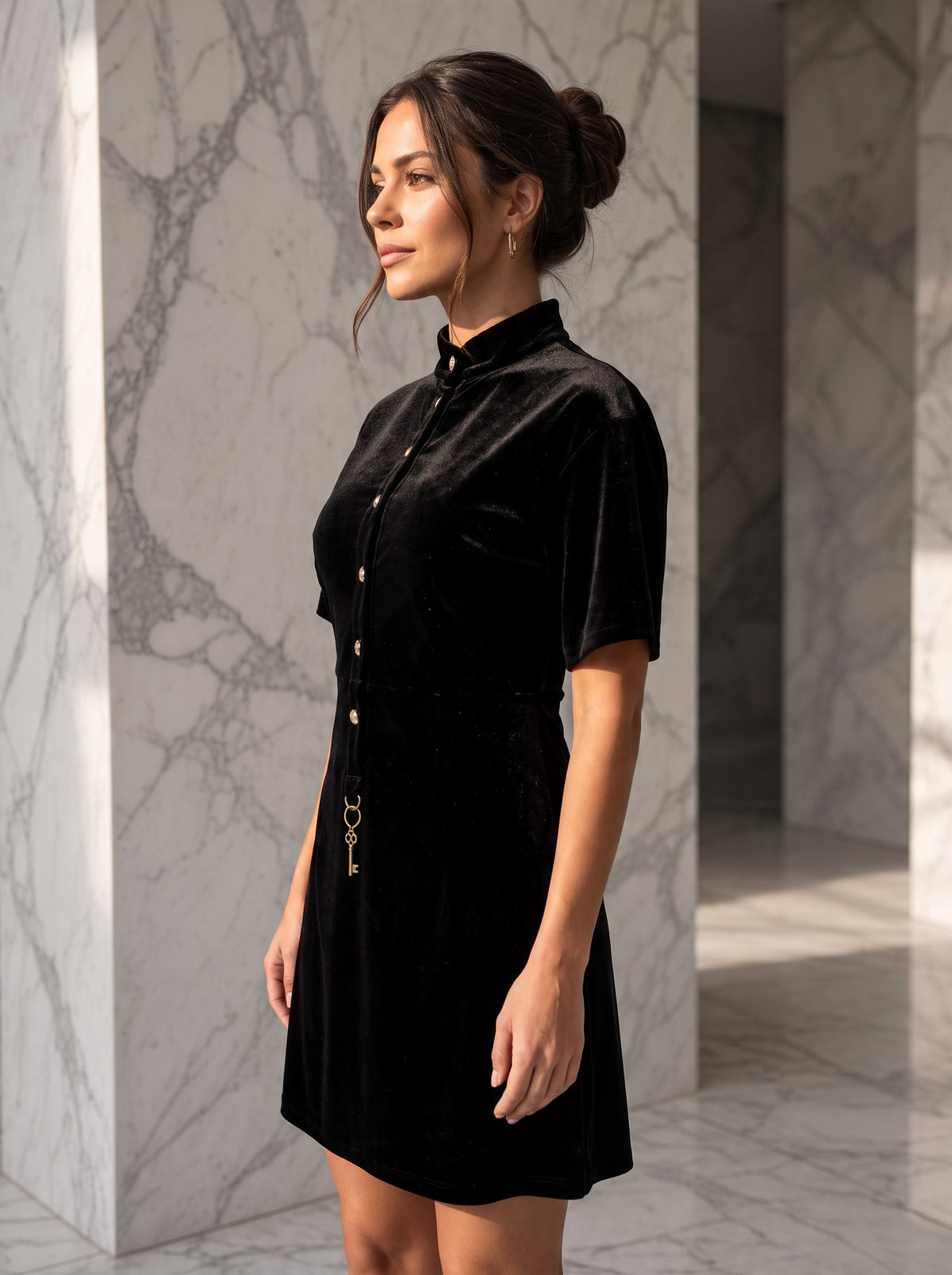 Rochie Joséphine din catifea – negru