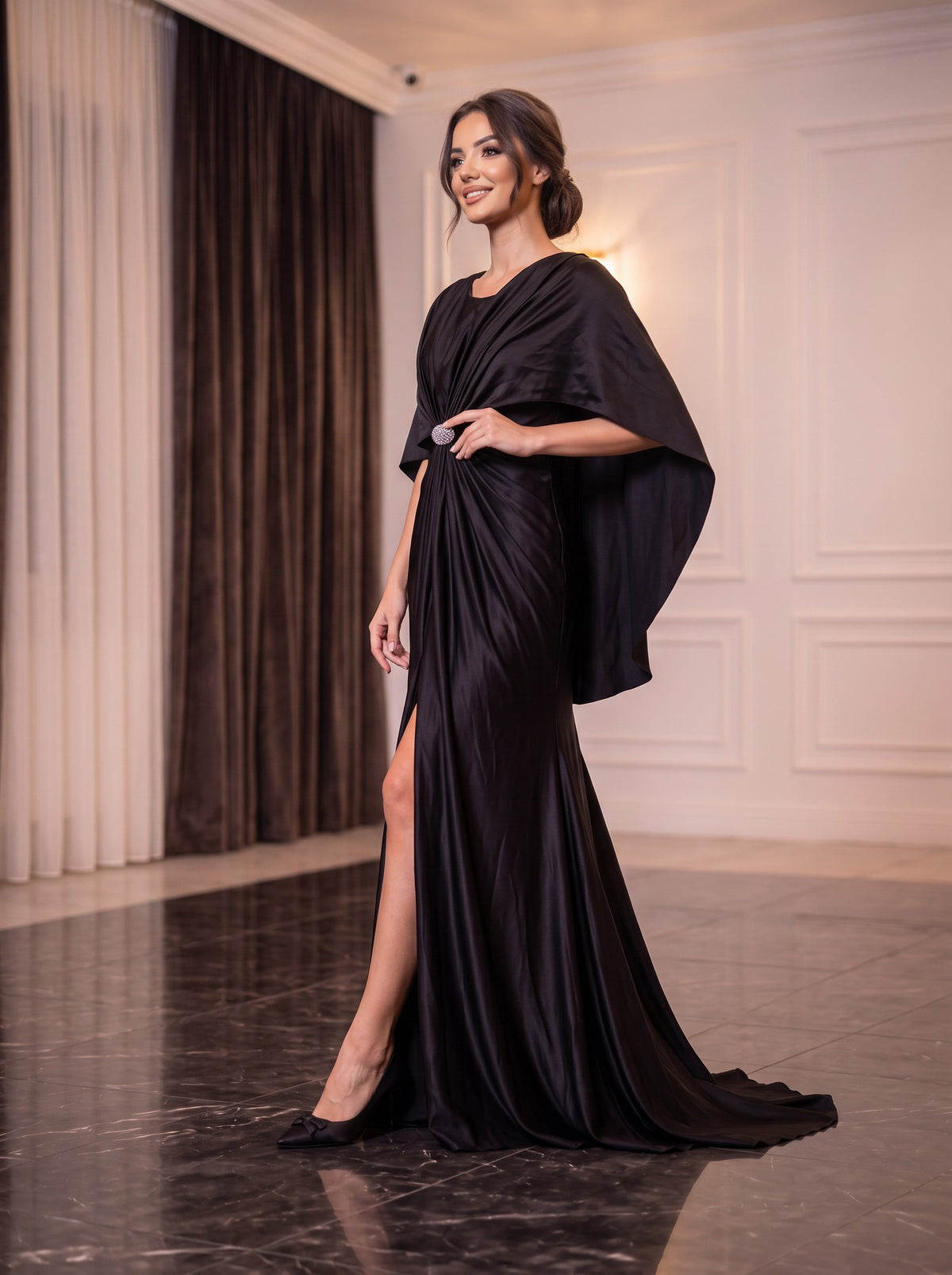 Rochie Lungă Neagră Elegantă Paloma 10532