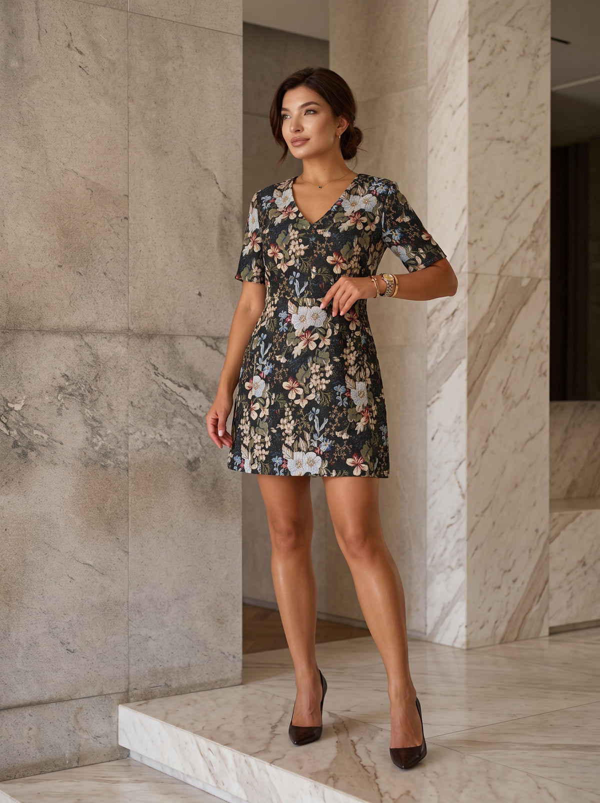 Rochie Mia din Jacquard Floral 6295