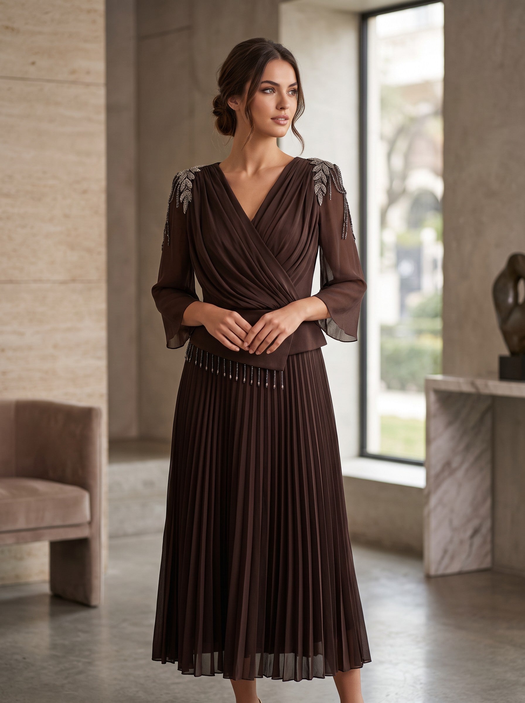 Rochie Eleganta Maro Fabia cu Broderie Cristale