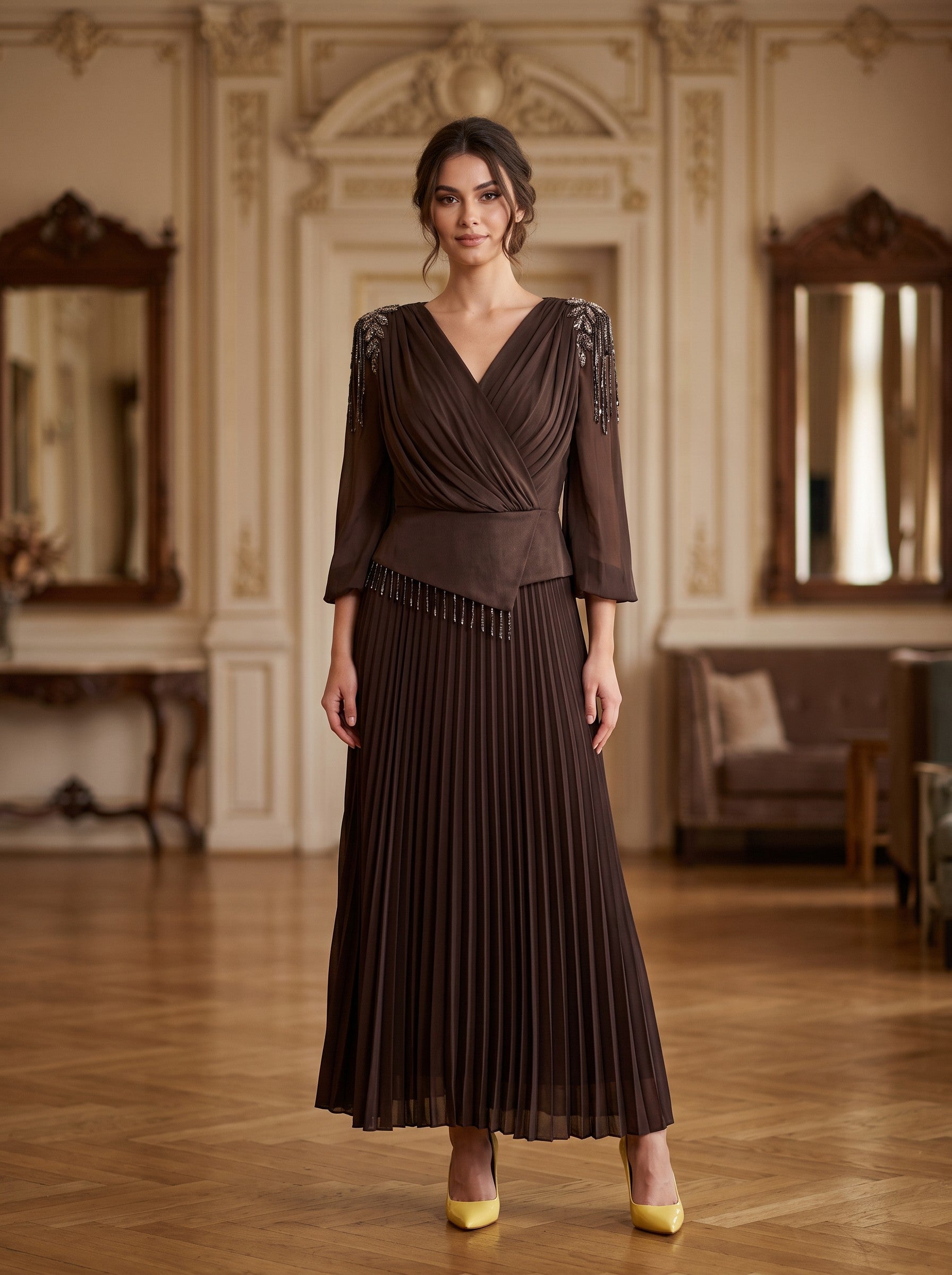 Rochie Eleganta Maro Fabia cu Broderie Cristale